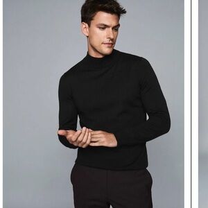 Reiss Kelby black Mock Neck Merino Wool Sweater Size Medium
